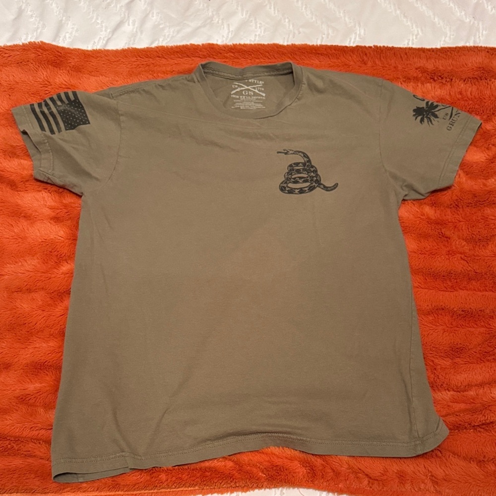 Grunt Style Olive Green Short-Sleeve Tee with Snake Graphic